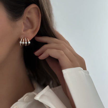 Kolczyki sztyfty Faux Quadruple Diament