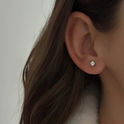 Tiny Crystal Studs [Silver]