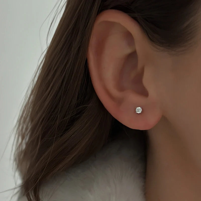 Tiny Crystal Studs [Silver]