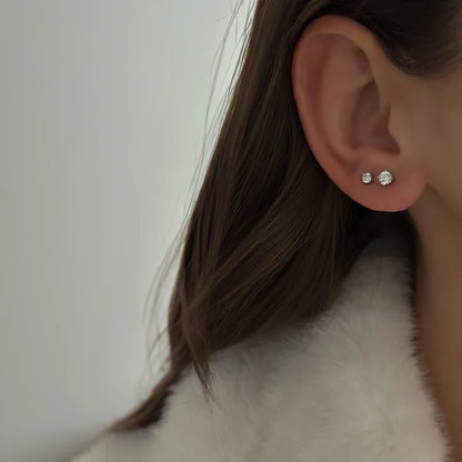 Tiny Crystal Studs [Silver]