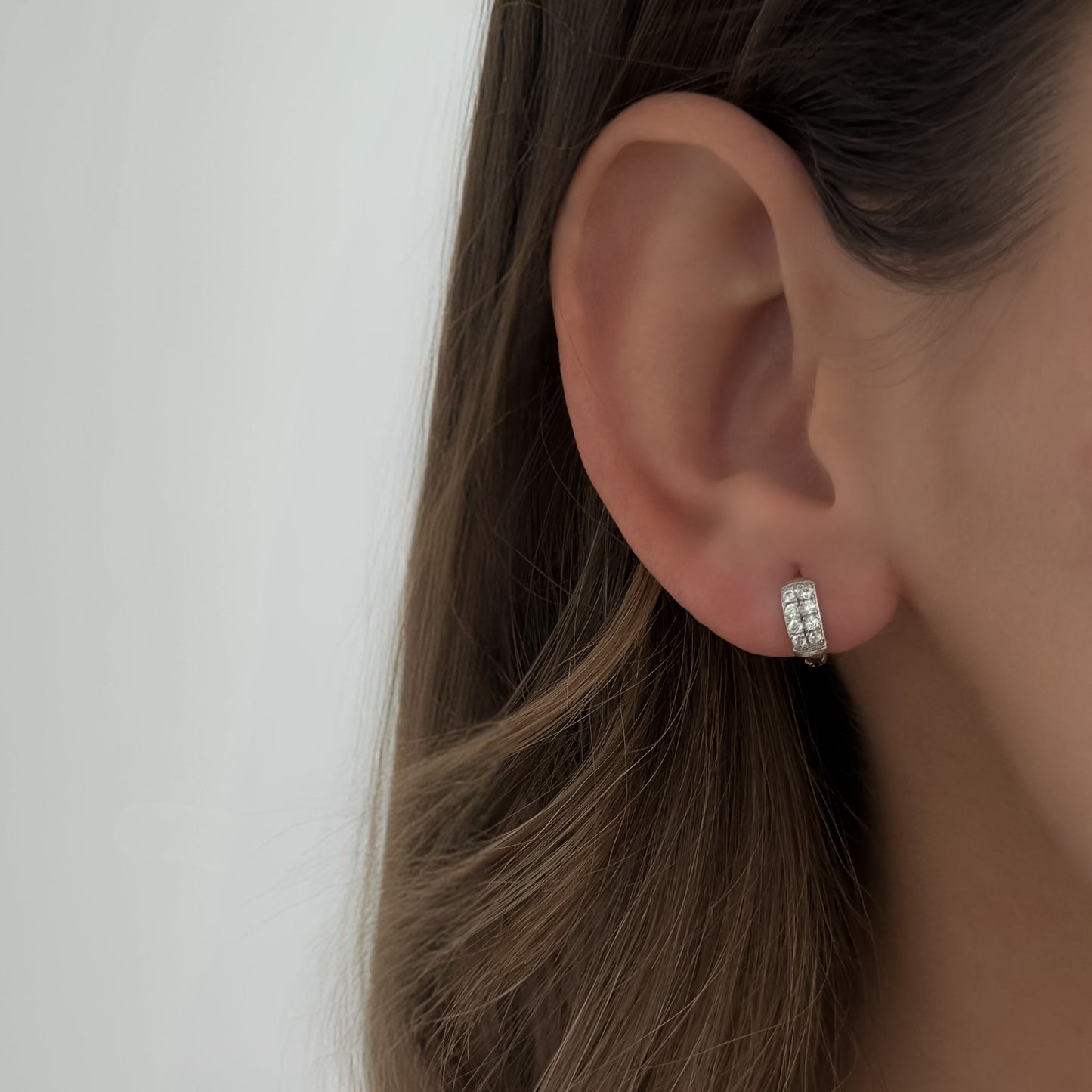 Double Crystal Huggies [Silver]