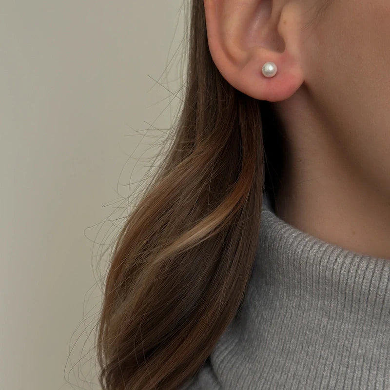 Mini Pearl Studs [Silver]