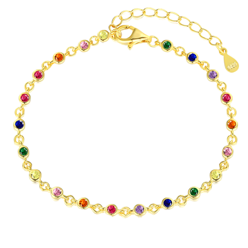 Bransoletka Tęczowa | Srebro 925, Cyrkonia 5A, Długość 16 cm + 3 cm 0