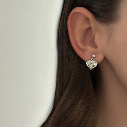 Leila Heart Studs [Silver]