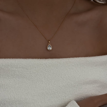 Pear Bezel Necklace