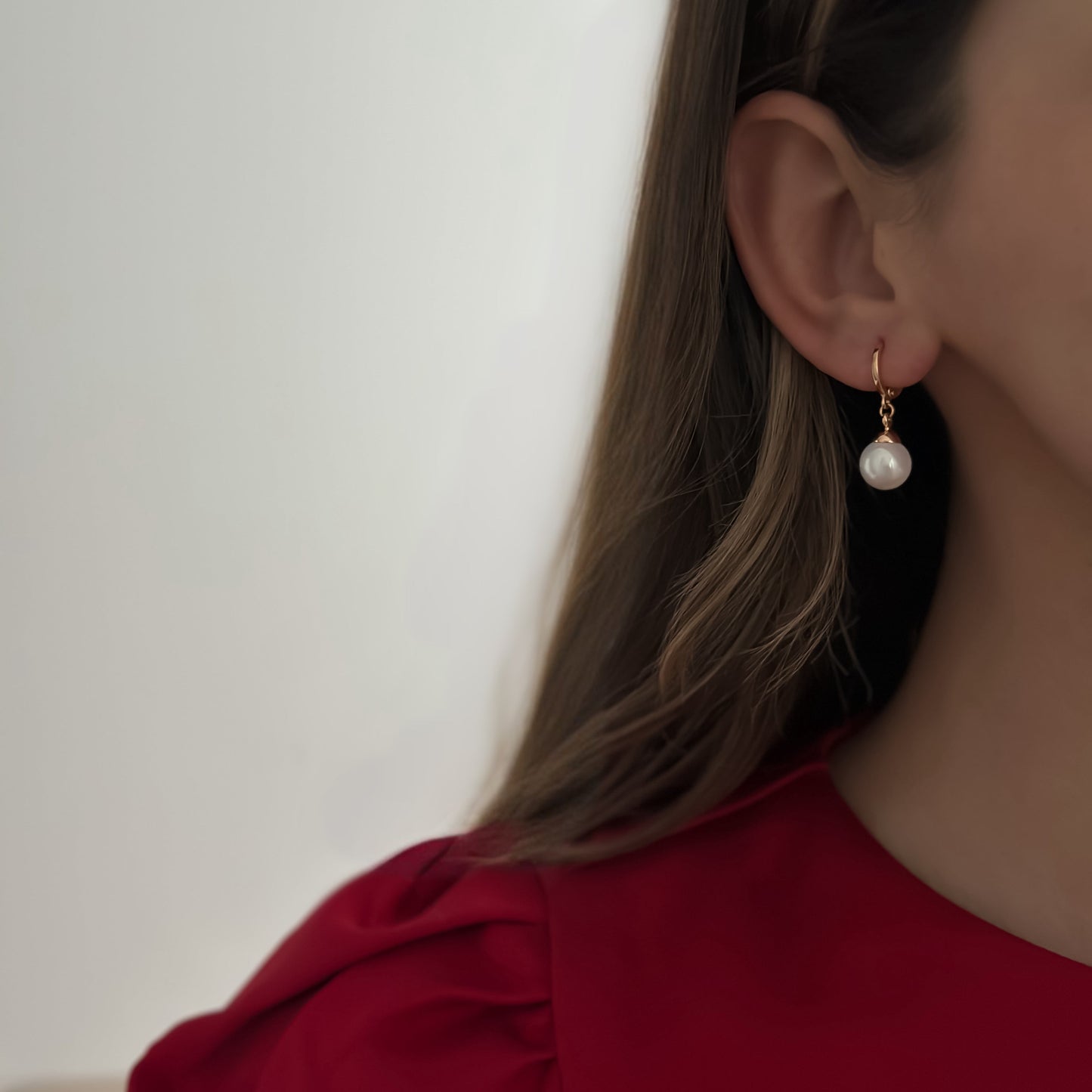 Pearl Midi Charm Hoops