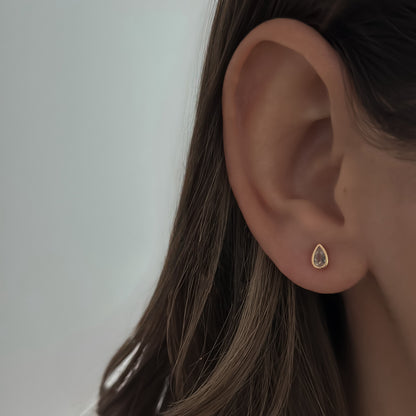 Bezel Pear Studs