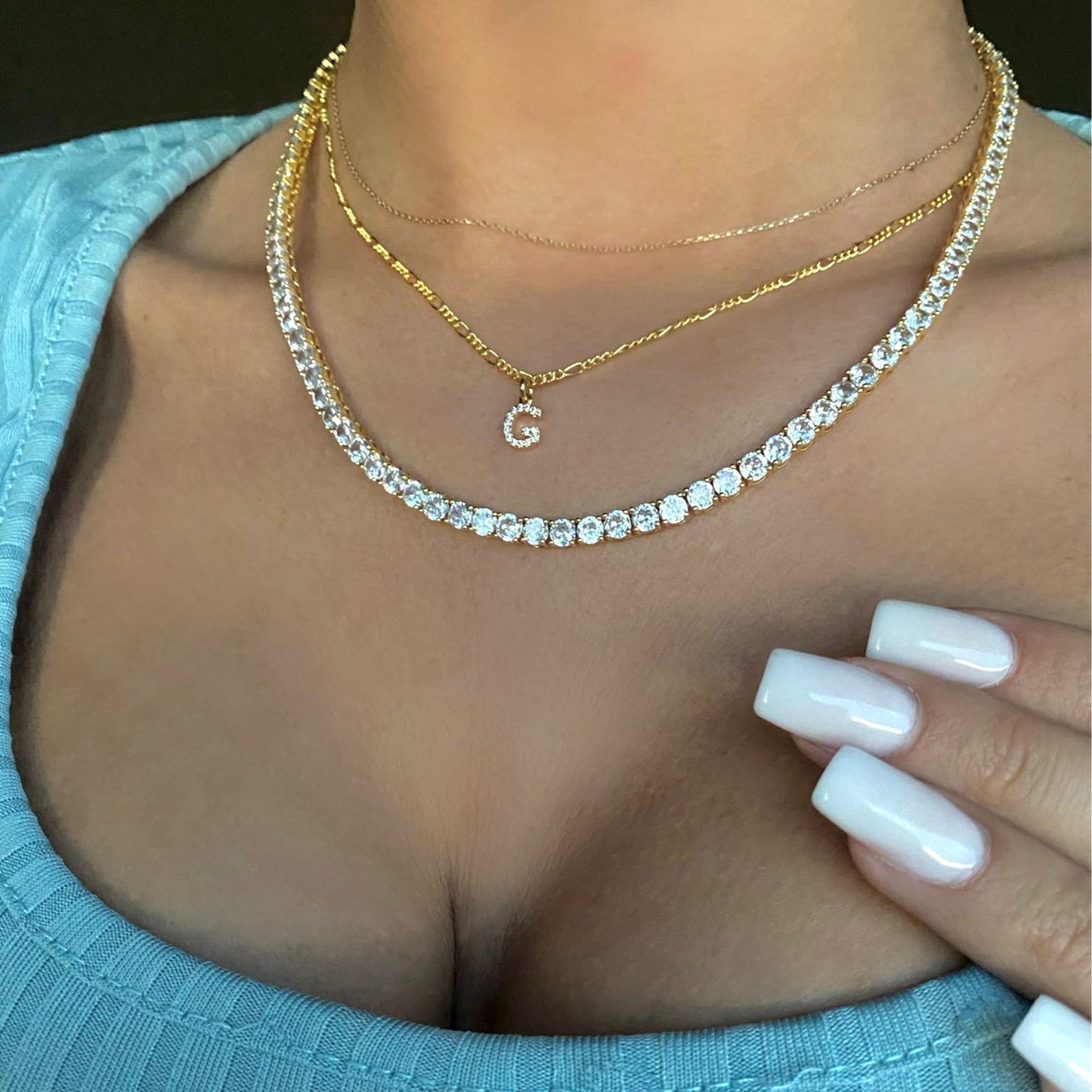 Łańcuszek z literami | Srebro 925, Cyrkonia 1