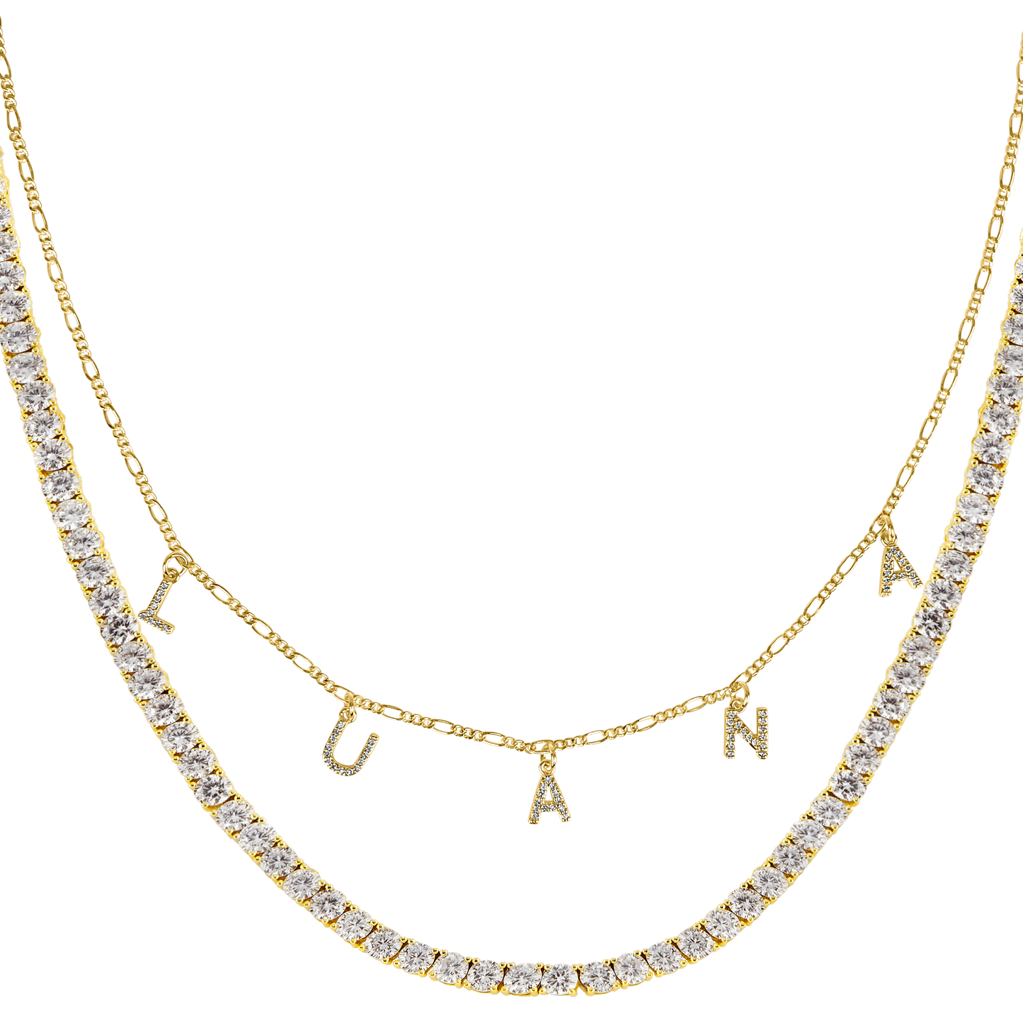 Naszyjnik z imieniem 925 | Srebro i cyrkonia 40-50 cm 0