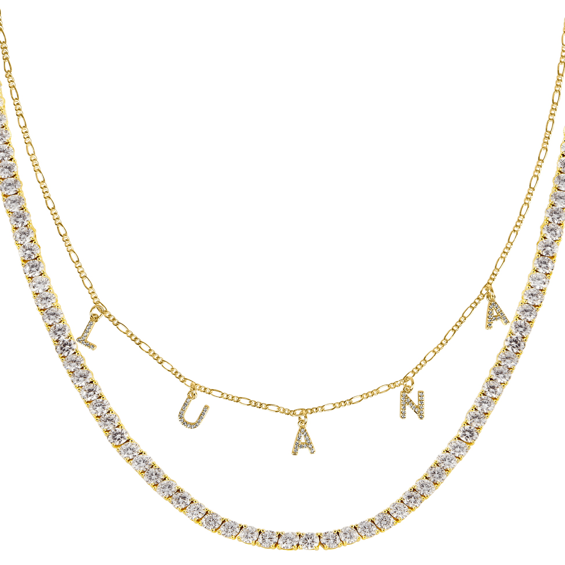 Naszyjnik z imieniem 925 | Srebro i cyrkonia 40-50 cm 0