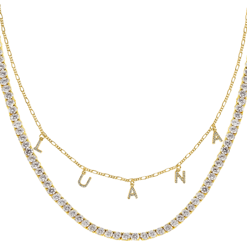 Naszyjnik z imieniem 925 | Srebro i cyrkonia 40-50 cm 0