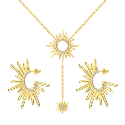 Naszyjnik z kwiatami na plaży | Zestaw ze srebra 925 i cyrkonią 8A 0