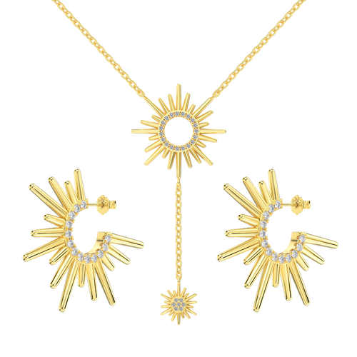 Naszyjnik z kwiatami na plaży | Zestaw ze srebra 925 i cyrkonią 8A 0