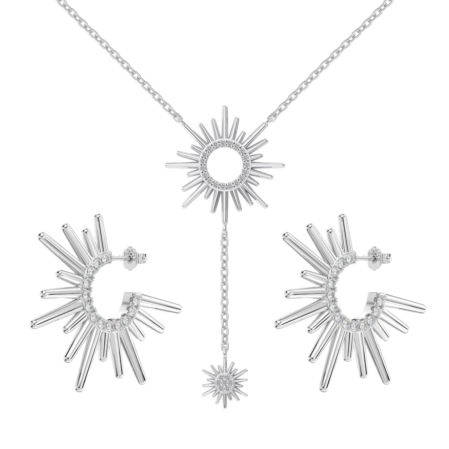 Naszyjnik z kwiatami na plaży | Zestaw ze srebra 925 i cyrkonią 8A 1