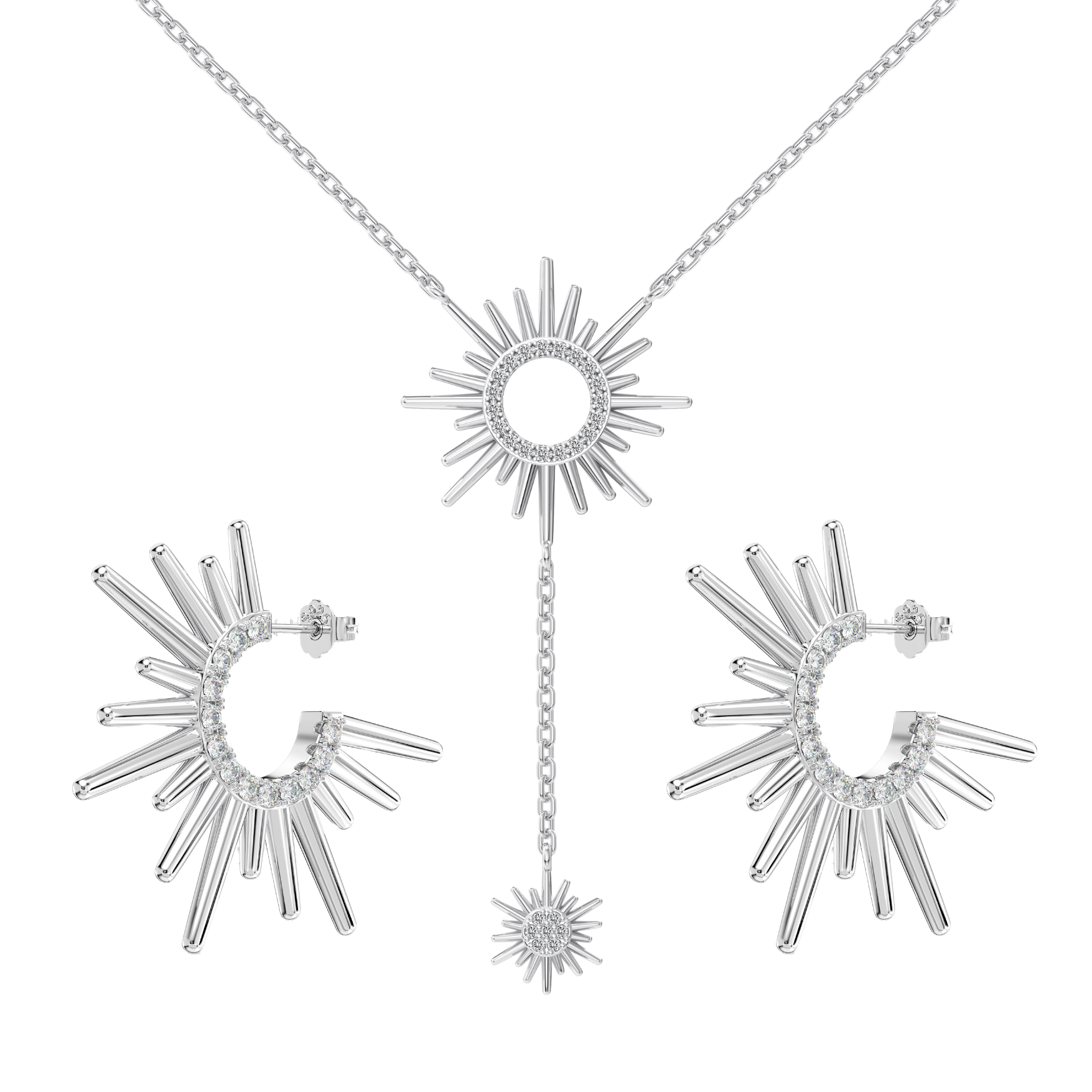 Naszyjnik z kwiatami na plaży | Zestaw ze srebra 925 i cyrkonią 8A 1