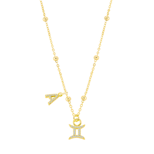 Naszyjnik ze srebra 925 | Znak zodiaku i litera 0