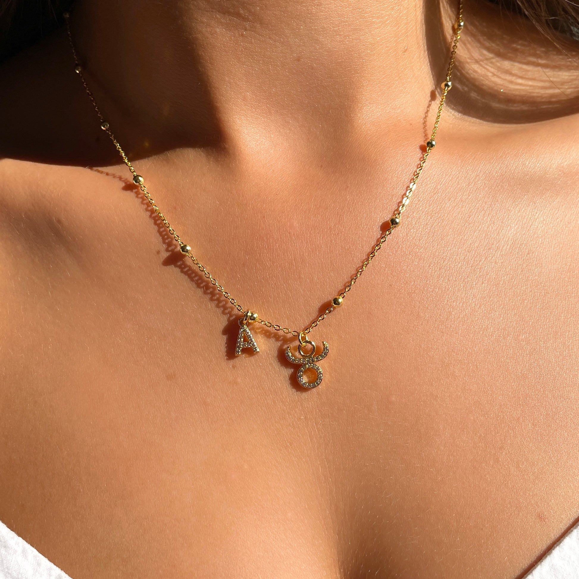 Naszyjnik ze srebra 925 | Znak zodiaku i litera 1