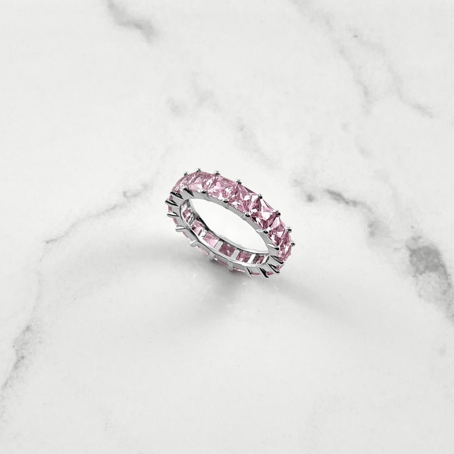 Pierścionek Różowy CZ | Pozłacany 18-karatowym złotem 1