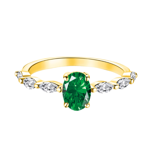 Pierścionek Z Srebra 925 | Elegancki Design Z Ciemnozielonymi Cyrkoniami 5A 0