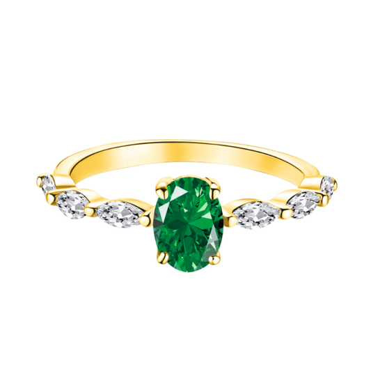 Pierścionek Z Srebra 925 | Elegancki Design Z Ciemnozielonymi Cyrkoniami 5A 0