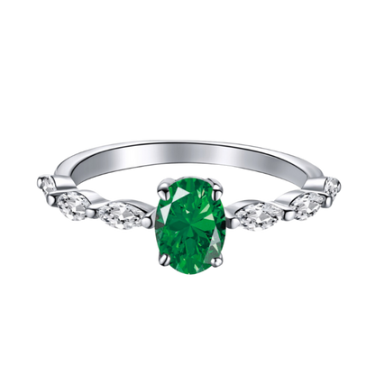 Pierścionek Z Srebra 925 | Elegancki Design Z Ciemnozielonymi Cyrkoniami 5A 1