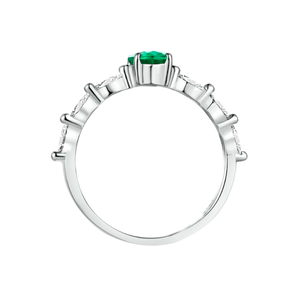 Pierścionek Z Srebra 925 | Elegancki Design Z Ciemnozielonymi Cyrkoniami 5A 3