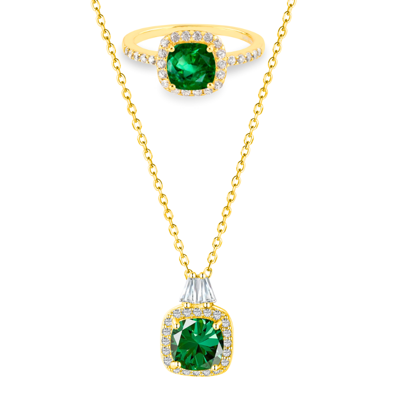 Pierścionek zimozielony + Łańcuszek zimozielony | Srebro 925 - zestaw 0.05kg 0