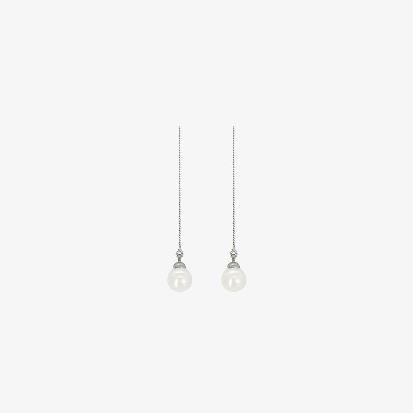 Threaded Pearl Earrings [Silver]