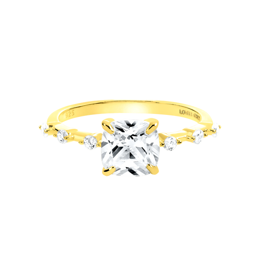 Srebrny Pierścionek Z Cyrkoniami | Srebro 925, Powłoka 18K, 0.005kg 0