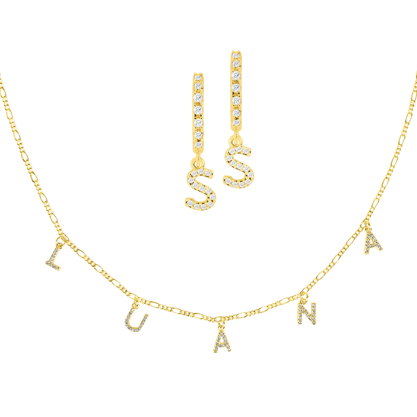 Zestaw Kolczyków i Naszyjnika z Imieniem | Srebro 925, Cyrkonia 0