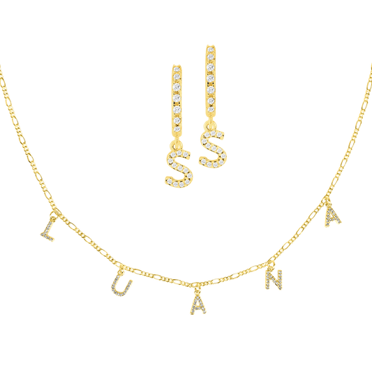 Zestaw Kolczyków i Naszyjnika z Imieniem | Srebro 925, Cyrkonia 0