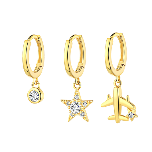 Złote Kolczyki Ze Srebra 925 | Delikatny Rozmiar 0,3-0,9 cm | Waga 0,01 kg 0