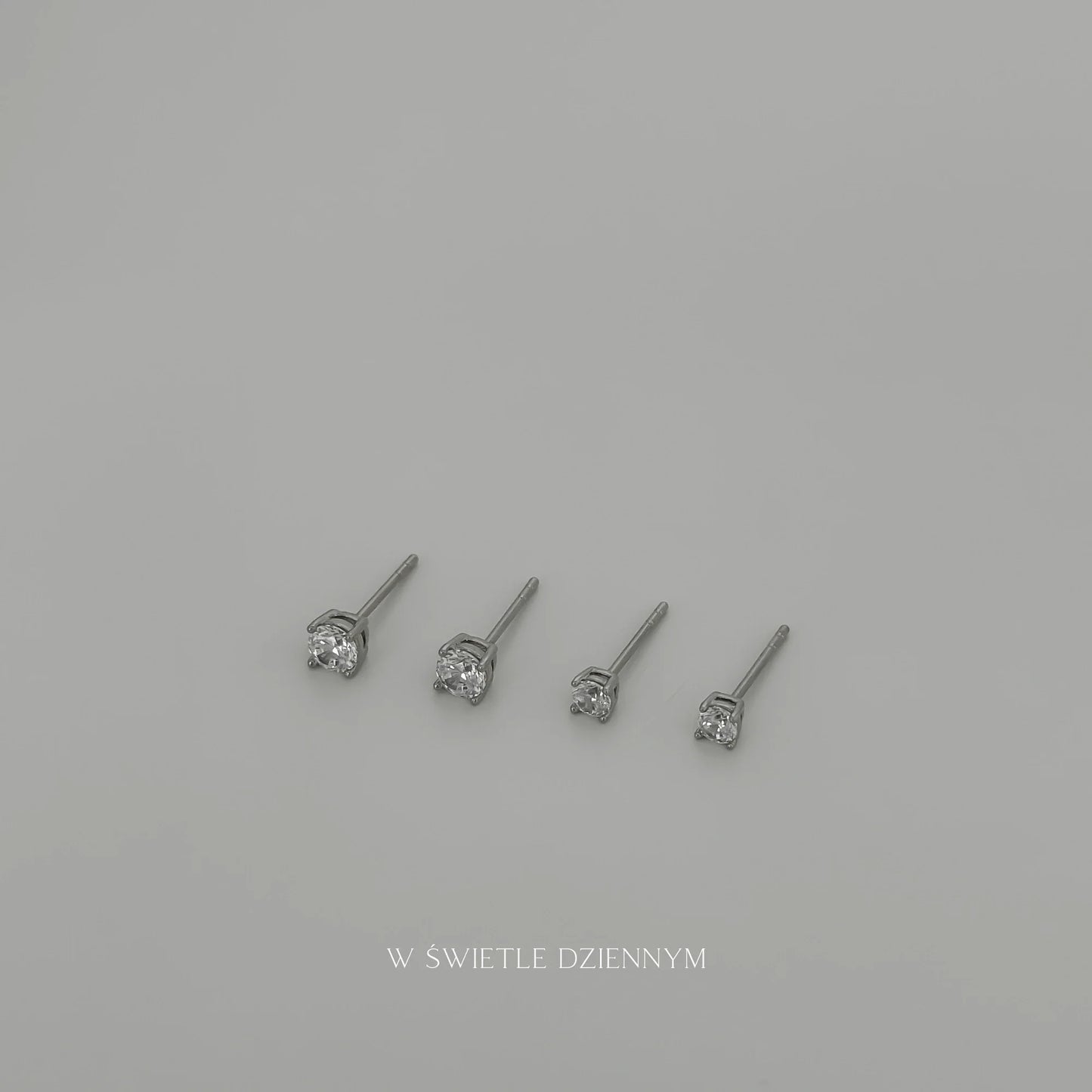 Tiny Crystal Studs [Silver]