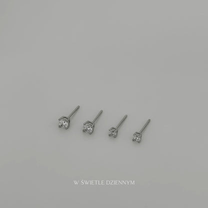 Tiny Crystal Studs [Silver]
