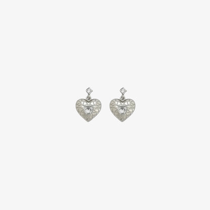 Leila Heart Studs [Silver]