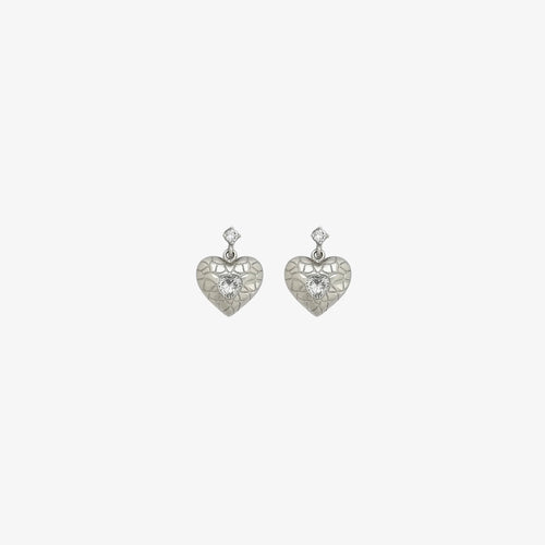 Leila Heart Studs [Silver]