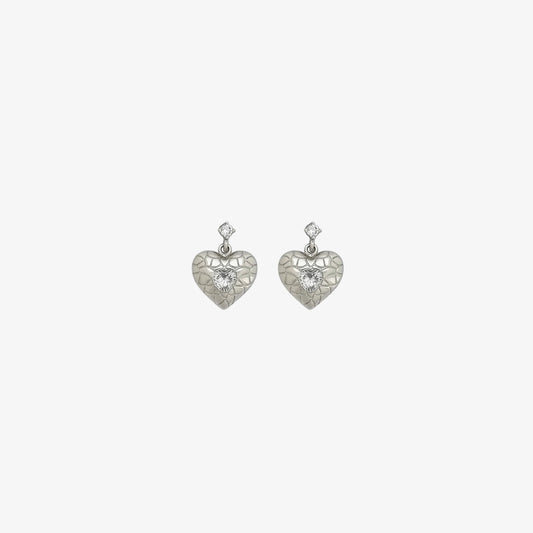 Leila Heart Studs [Silver]