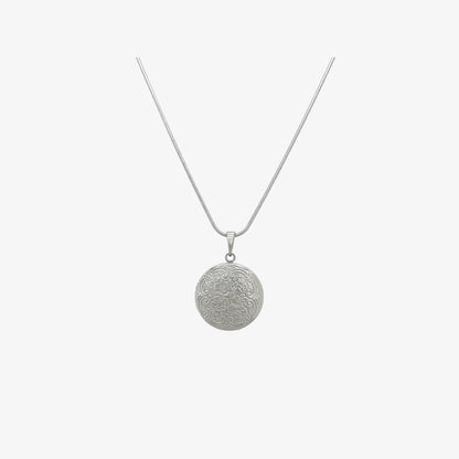 Floral Locket Necklace [Silver]