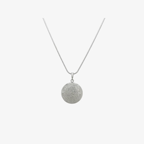 Floral Locket Necklace [Silver]