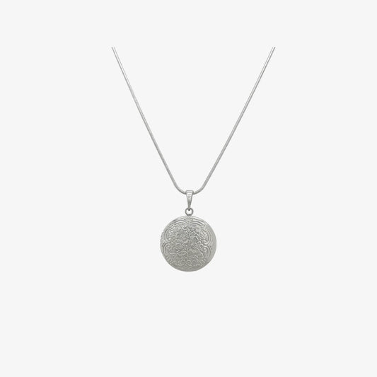 Floral Locket Necklace [Silver]