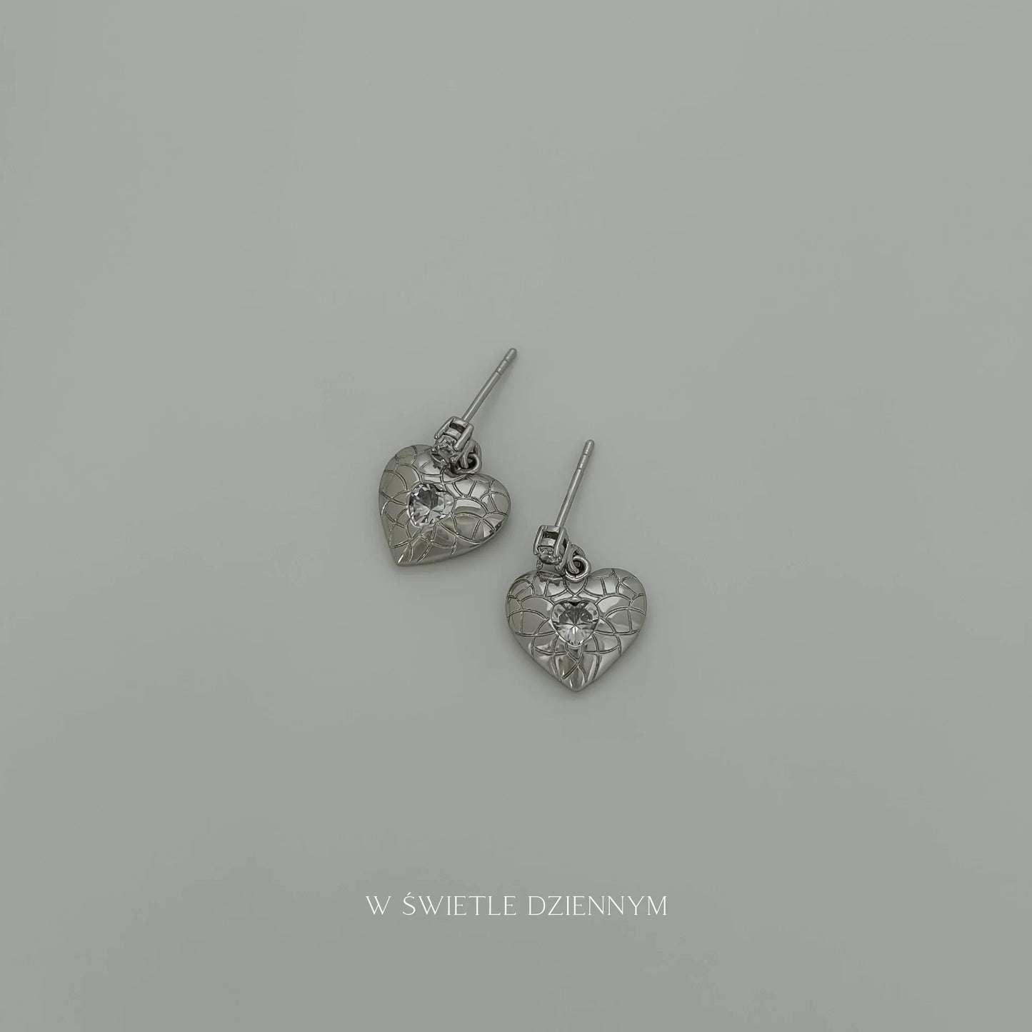 Leila Heart Studs [Silver]